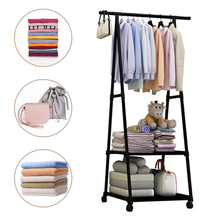 Floor Standing Thickened Triangle Coat Rack Clothes Drying Stable Space Saving