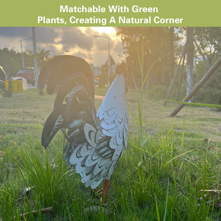 Metal Rooster Standing Decoration Rustproof for Home Garden Yard Patio Ornament