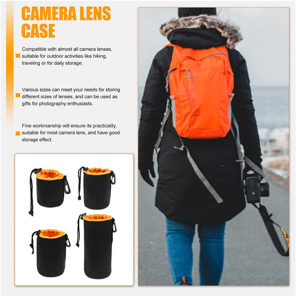4PCS Waterproof Camera Lens Bag Durable for DSLR Mirrorless Camera Lens Storage