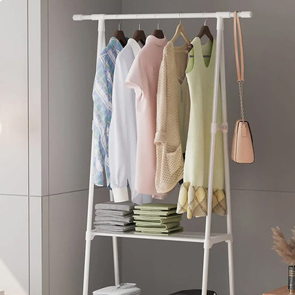 Clothes Drying Rack Floor Standing Coat Hanger V Belt Wheel Style for Bedroom
