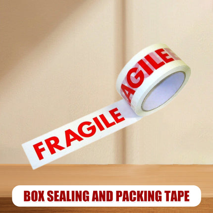 Fragile Warning Tape 5 Rolls 4.8cm x 100m White Red Print for Packing Moving