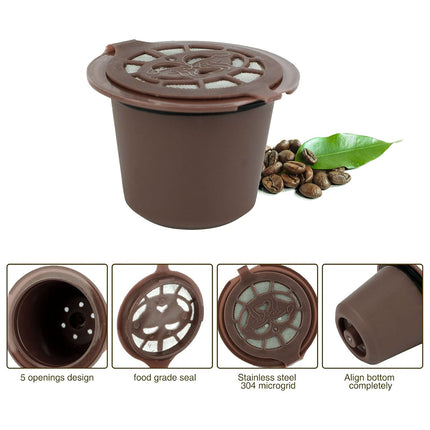 6PCS Reusable Coffee Capsule Coffee Filter Food Grade Fit Most Coffee Machines