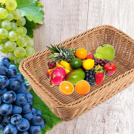 Hand Woven Rattan Tray Snack Serving Dish Hotel Fruits Pastry Plate Basket