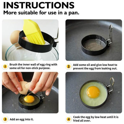 Egg Ring Moulds 2pcs Round Omelette Cooking Rings Non Stick for Frying Pan Use
