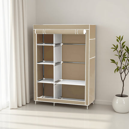 Portable Clothes Storage Cabinet Wardrobe Organizer Unit with Shelf Closet