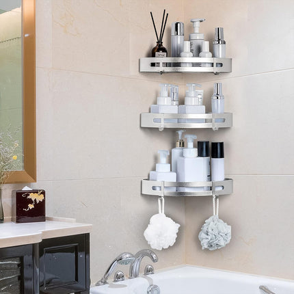 Wall Mounted Bathroom Shelf Triangle Corner Shower Storage Rack for Toiletries