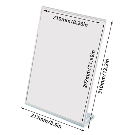 4PCS A4 Desktop Display Stand Holder 21.7x31cm Durable for Menu Price Sign Card
