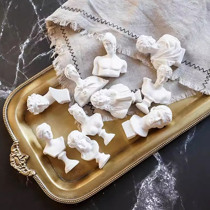 10 Pcs Mini Desktop Decorative Sculptures Resin White Classical Busts