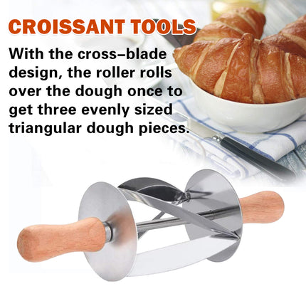 Roller Stainless Steel Croissant Cutter for Baking Pastry Cutting Easy Cleaning