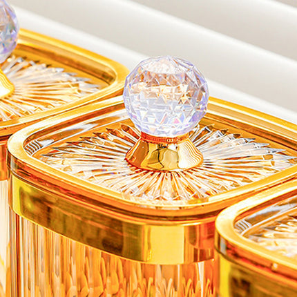 6PCS Sealed Storage Jar Set with Tray Amber Tinted Lids for Kitchen Pantry