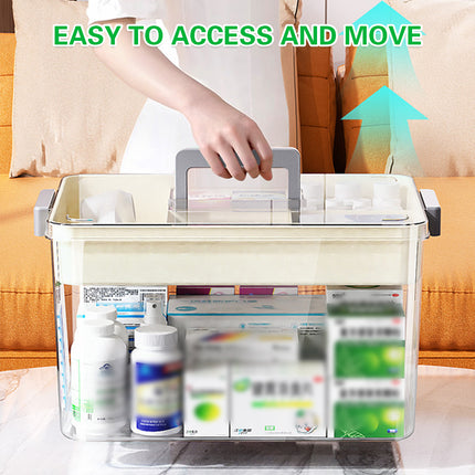 Large Capacity Medicine Storage Box First Aid Organiser Multi Layers Transparent