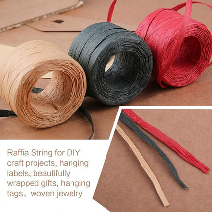 3 Rolls Raffia Paper Rope Gift Wrapping String Decorative Tie for Crafts Packing