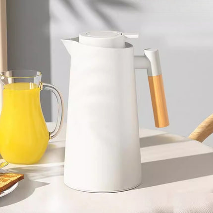 1000ml Glass Liner Vacuum Insulated Coffee Pot with Wooden Handle