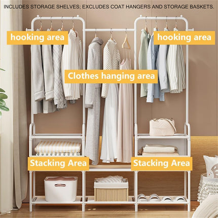 Simple Clothes Rack Steel Frame Non-Woven Fabric Durable for Bedroom Storage Use