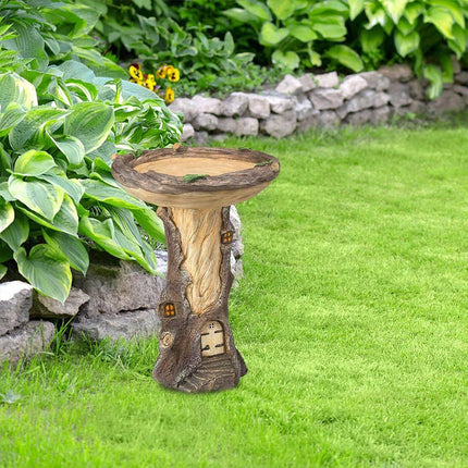 Outdoor Resin Bird Feeder Garden Ornament Tree Stump Bird Bath Decoration