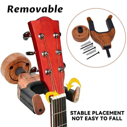 Solid Wood Guitar Wall Hook Hanger Silicone Neck Cradle Acoustic Electric Bass