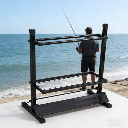Aluminium Fishing Rod Storage Rack 12 or 24 Holes Foldable Display Stand