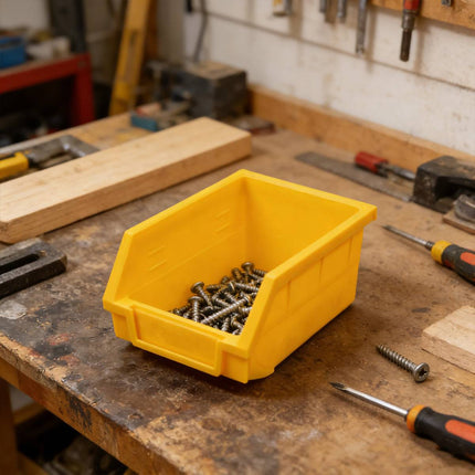 Yellow Plastic Parts Bins 5 Pack 14x10.5x7.5cm