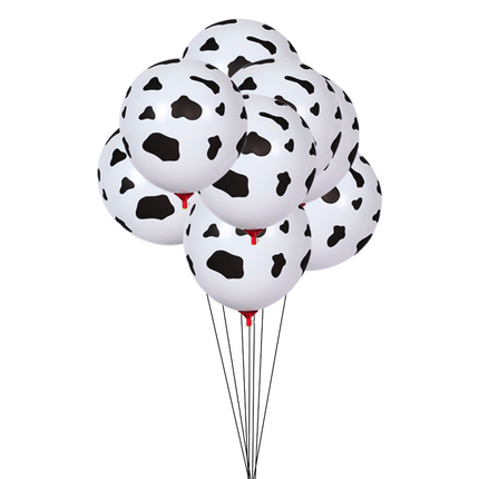 12pcs Cow Print or Paw Print Balloons White Latex Party Decorations 12 Inch