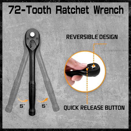 Mechanic Impact Socket Set 50pc Ratchet Wrench Extension Bar with Work Gloves