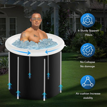 Portable Folding Soaking Tub 75x75cm Inflatable Rim