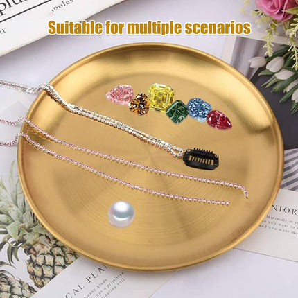 Stainless Steel Round Serving Plate Set 8 Pieces Gold 20cm Korean Dish Tray