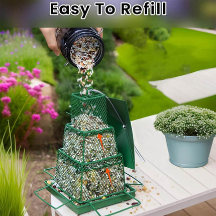 Metal Bird Feeder Outdoor Hanging Garden Wild Bird Gazebo Roof Retractable Wire