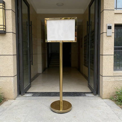 Gold A3 Floor Menu Display Stand Stainless Steel