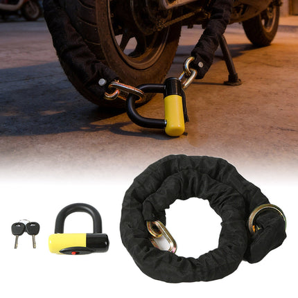 Motorcycle Bicycle Chain Lock with U-Lock Hardened Steel Anti-Theft Keyed Set
