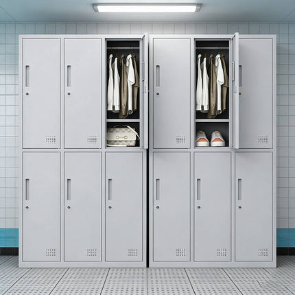 2 Tier Steel 6 Compartment Office Filing Storage Cabinet with Lock and Shelf