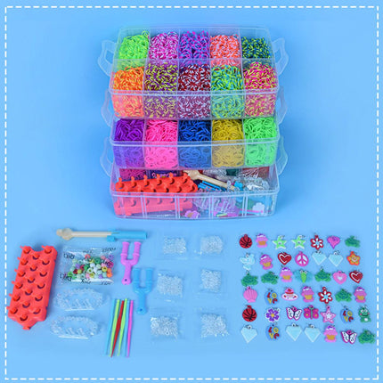 15000Pcs Rainbow Rubber Bands with 3 Layer Storage Case Weaving DIY Craft Set