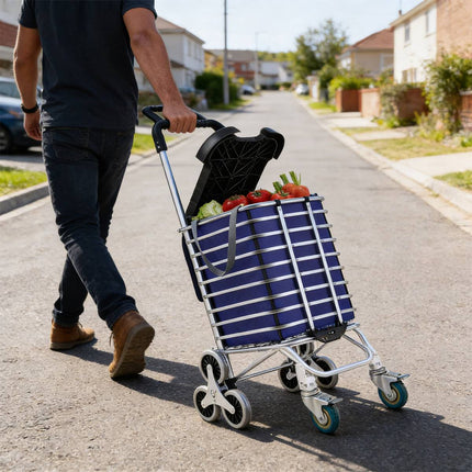 Folding Shopping Trolley Stair-Climbing Cart Lightweight Aluminium Pull Cart
