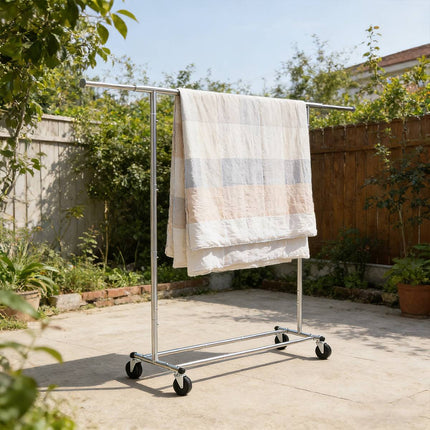 Rolling Chrome Clothes Drying Rack Extending Rail
