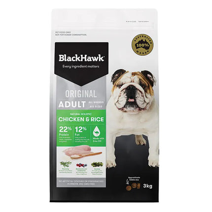 Black Hawk Dog Food Chicken and  Rice 3kg or 10kg Adult Premium Dry Dog Food