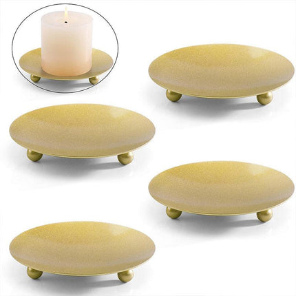 4pcs Iron Plate Candle Holder Aroma Base Tray for Decorative Candle Stand Set