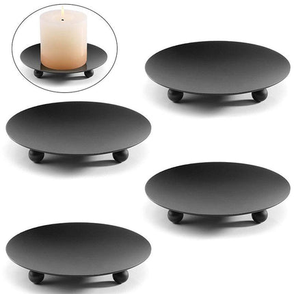 4pcs Iron Plate Candle Holder Aroma Base Tray for Decorative Candle Stand Set
