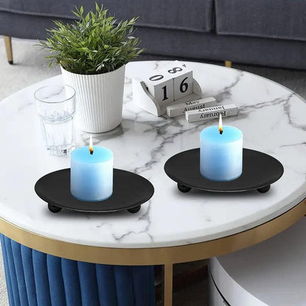 4pcs Iron Plate Candle Holder Aroma Base Tray for Decorative Candle Stand Set
