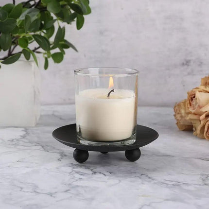 4pcs Iron Plate Candle Holder Aroma Base Tray for Decorative Candle Stand Set