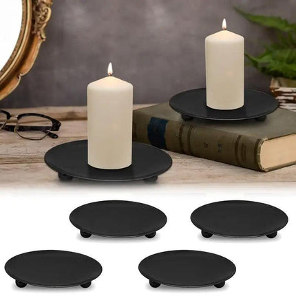 4pcs Iron Plate Candle Holder Aroma Base Tray for Decorative Candle Stand Set