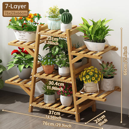 Modern Bamboo Multi Layer Plant Stand Indoor Flower Pot Shelf for Balcony and Living Room