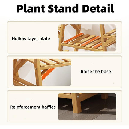 Modern Bamboo Multi Layer Plant Stand Indoor Flower Pot Shelf for Balcony and Living Room