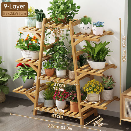 Modern Bamboo Multi Layer Plant Stand Indoor Flower Pot Shelf for Balcony and Living Room