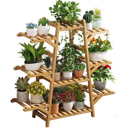 Modern Bamboo Multi Layer Plant Stand Indoor Flower Pot Shelf for Balcony and Living Room