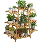 Modern Bamboo Multi Layer Plant Stand Indoor Flower Pot Shelf for Balcony and Living Room