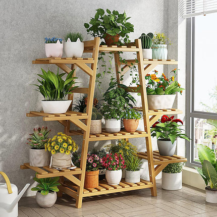 Modern Bamboo Multi Layer Plant Stand Indoor Flower Pot Shelf for Balcony and Living Room