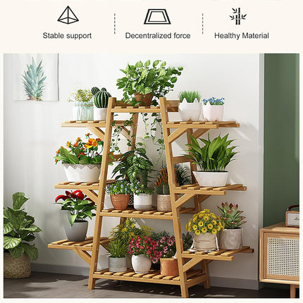 Modern Bamboo Multi Layer Plant Stand Indoor Flower Pot Shelf for Balcony and Living Room