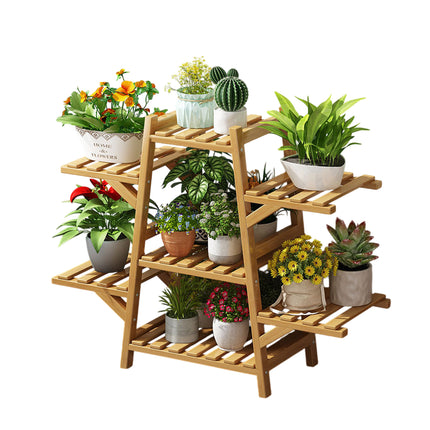 Modern Bamboo Multi Layer Plant Stand Indoor Flower Pot Shelf for Balcony and Living Room