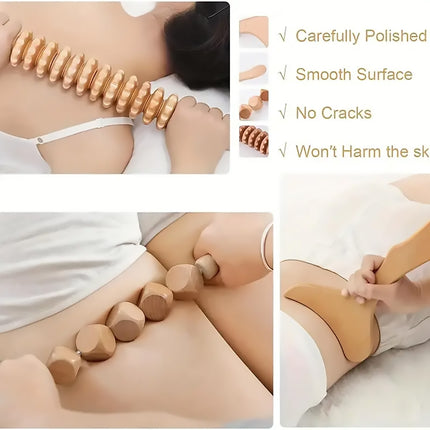 6PCS Wooden Massage Tool Set for Relaxation and Body Care
