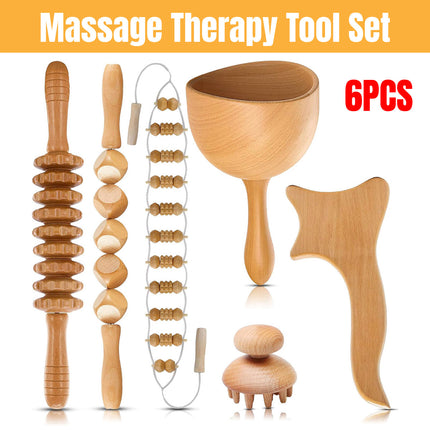 6PCS Wooden Massage Tool Set for Relaxation and Body Care