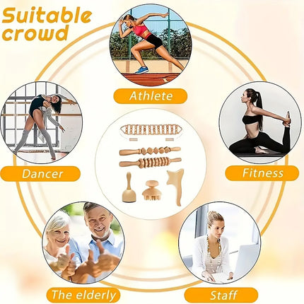 6PCS Wooden Massage Tool Set for Relaxation and Body Care